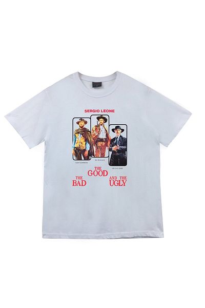 fame-stoned Μπλουζάκι Unisex White Good Evil Ugly Printed