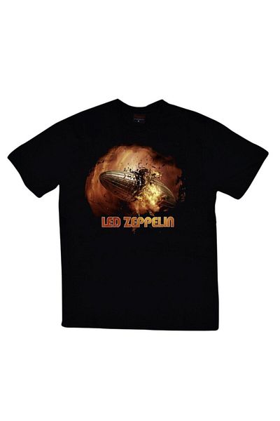 fame-stoned Μπλουζάκι με στάμπα Led Zeppelin Unisex 100% βαμβακερό μαύρο