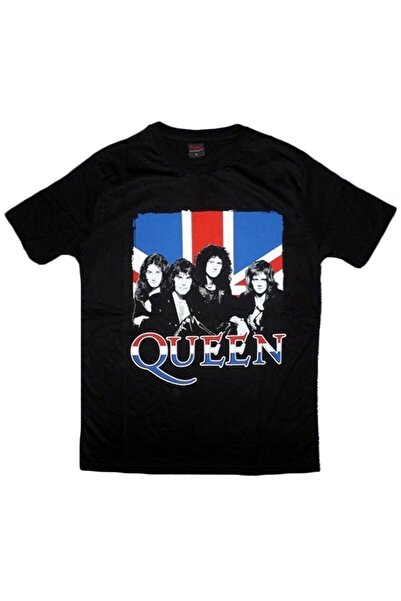 fame-stoned Унисекс тениска с щампа Queen, 100% памук, черна