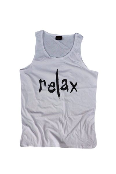 fame-stoned Ανδρικό μπλουζάκι White Relax Printed Zero Sleeve