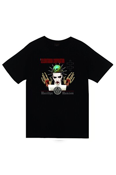 fame-stoned Marilyn Manson Štampano Unisex 100% pamuk Crna T-shirt