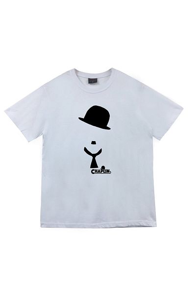 fame-stoned Μπλουζάκι Charlie Chaplin Printed Unisex 100% Cotton White T-shirt