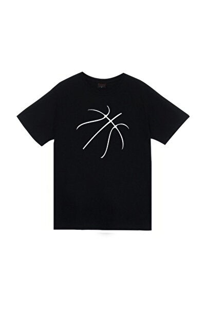 fame-stoned تي شيرت أسود مطبوع عليه كرة السلة للجنسين