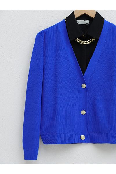 Modamorfo Three Buttoned Thin Knitted Pattern Knitwear Cardigan -Saks