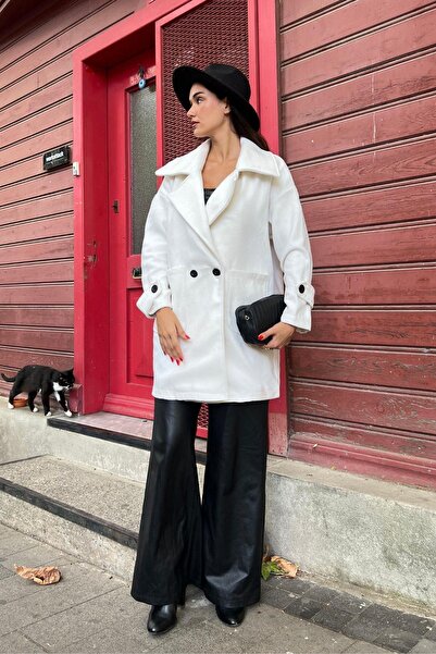 Mossta Широкий карманний оверсайз короткий пальто екрю