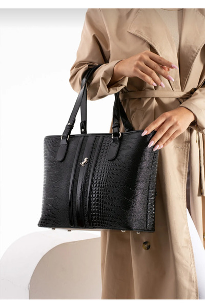 eflanmoda Γυναικεία τσάντα χεριού και ώμου μεγάλου μεγέθους Miami polo