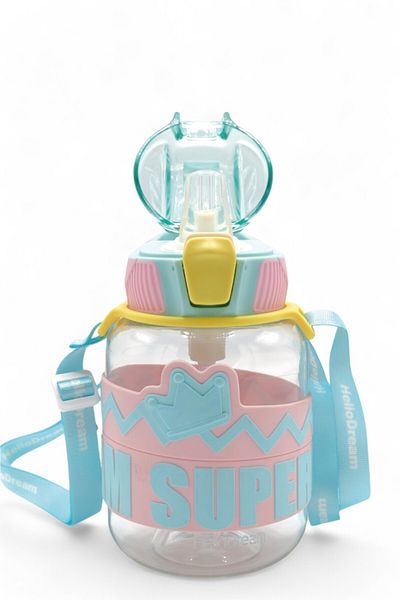 M&B WATER BOTTLE King Tritan Water Bottle with Straw - Colored Water Bottle with Neck Strap School Children's Water Bottle Bpa Free 620 ml