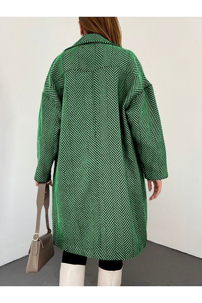 Modamorfo Grüne Fischgrätenmuster – Kaschmütze mit Taschen