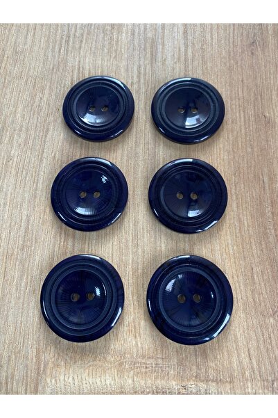 Alize 6 adet büyük boy lacivert kaban düğmesi -lacivert trençkot düğme 34 mm