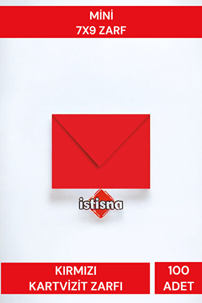 İstisna 100 Adet Mini Kırmızı Renkli Kartvizit Küçük Zarf 7x9