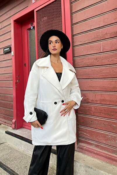 Mossta Широкий карманний оверсайз короткий пальто екрю