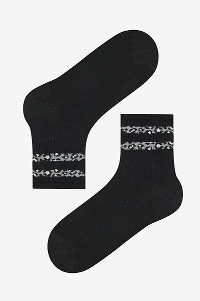 Penti Schwarze 2-teilige Tennissocken mit Leopardenmuster