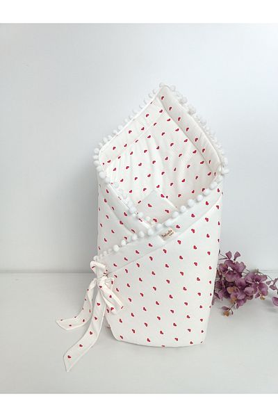 Bebella Heart Patterned Baby Blanket & Swaddle - Hospital Release Newborn % Cotton Stroller Cover Quilt