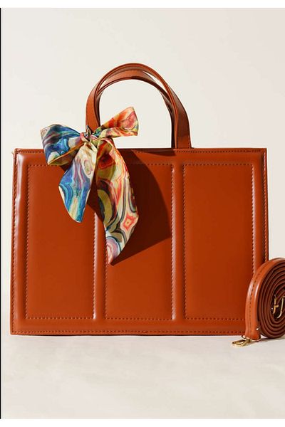 ÇANTA Women's Rectangular Hand and Shoulder Bag with Scarf