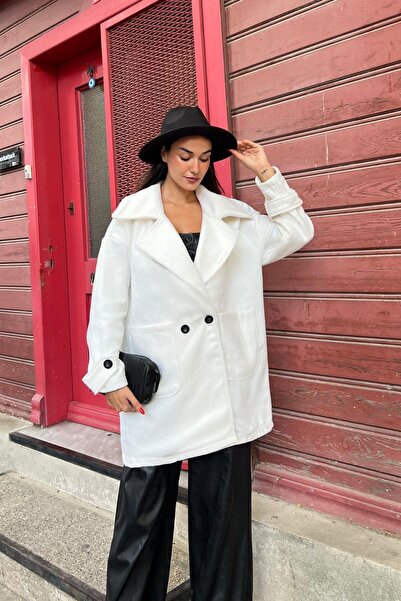 Mossta Широкий карманний оверсайз короткий пальто екрю