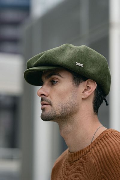Nordbron Khaki Men's Cap - Thick Durable, Label Detailed, Elastic Wool Casual Cap