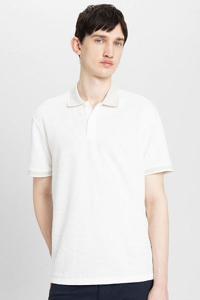 DeFacto Neues, einfarbiges Basic-Poloshirt mit Waffelmuster und kurzen Ärmeln B4508ax24sp