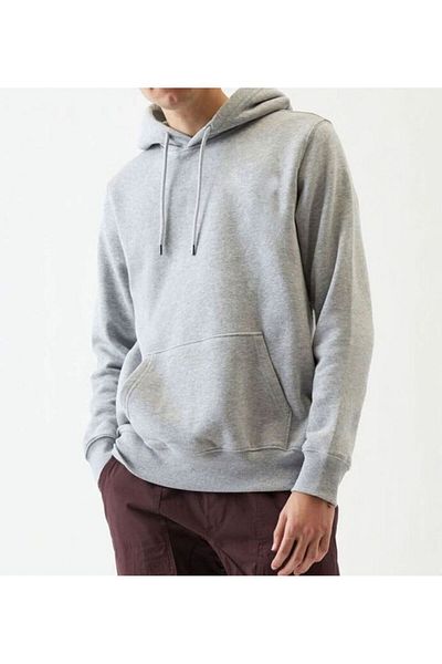 THE WHITE Gray Cotton Hooded Sweatshirt
