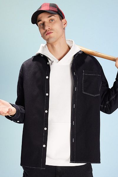 DeFacto Relax Fit Cotton Button Pocket Long Sleeve Shirt B9463Ax23Wn