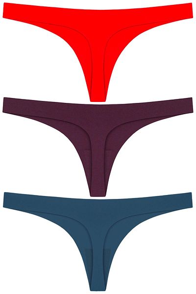 Cottonhill Basic Laser Cut Thong Panties 3-Pack - 4