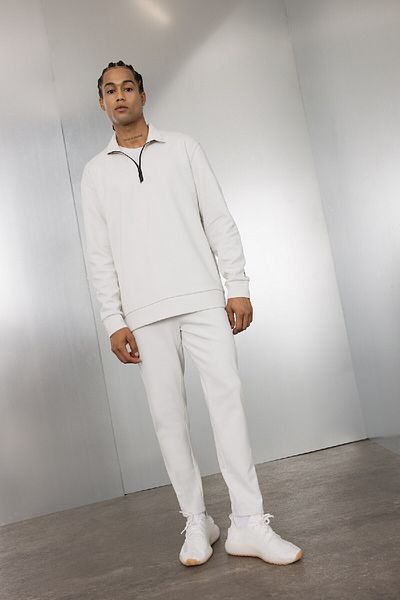 DeFacto Beige Sport-Sweatshirt für Herren – Stehkragen, Reißverschluss, Standard-Passform D2022ax24au