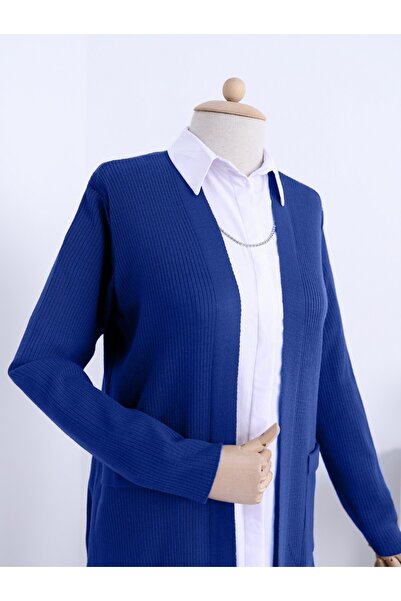 Modamorfo Bordás zsebes hasított hosszú kötöttáru kardigán -saks