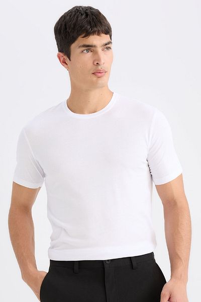 DeFacto Slim Fit Cycling T-shirt - Απλό κοντομάνικο Modal Blended Cotton Basic Collar