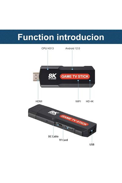 Akfa 8K Ultra Hd 5g Compatible Android Tv - Game Stick + 1000 Games Gamebox