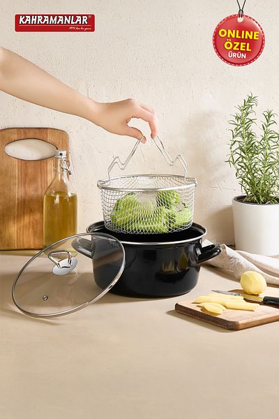 Kahramanlar Chips Chef 22 cm Enamel Frying Pot