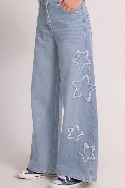 Dmb Girl's Starry Jeans 9-14 Years Light Blue