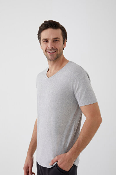 koza iç giyim Men's Cotton V-Neck Short Sleeve T-Shirt 2 Pcs