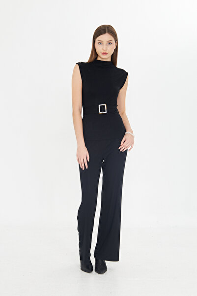 ESPİNA Women's Zero Sleeve Half Fisherman's Belted Trousers Tunic Set of 2