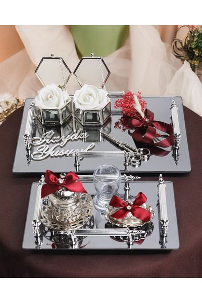 CyzHome Reverence Silver Promise Tray and Groom Tray