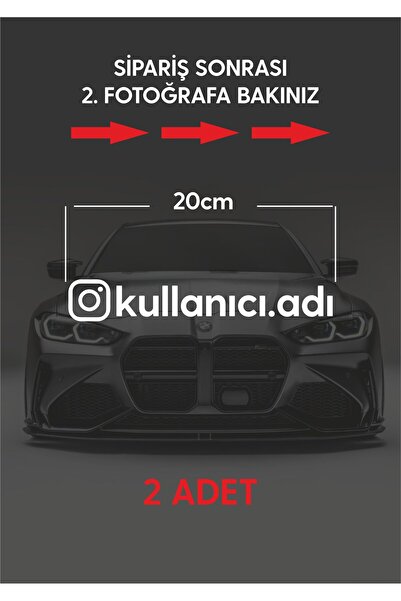 WALLHUMAN İnstagram Logolu Kullanıcı Adı - 2 Adet 20 Cm - Araç Kelebek Cam St...