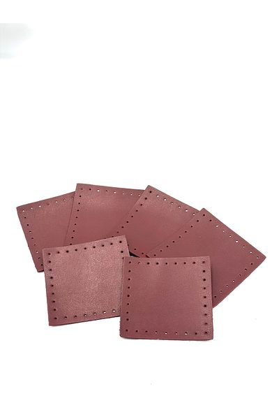 Lady Moss Claret Red 6-Piece Sewable Square Piece Leather 8.5x8.5
