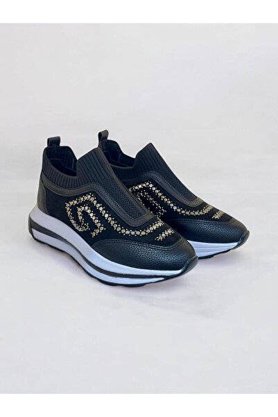 LABRONA Woman's crystal stone detailed high sole walking shoes