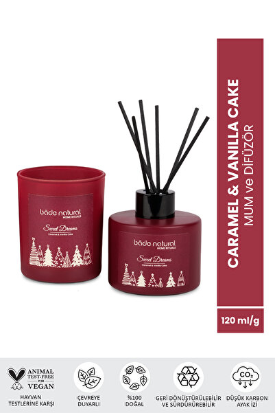 Bade Natural Sweet Dreams Caramel & Vanilla Cake Soya Mumu Ve Çubuklu Oda Kokusu Seti