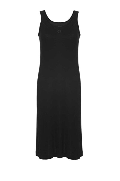 Velvet %100 Pamuk Kadın Biyeli Ribana Siyah Kombinezon Gecelik 1230