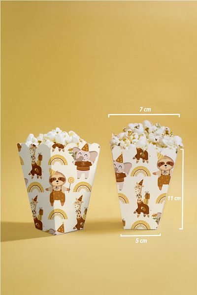 Niksy Design Boho Party Animals Themed Mini Corn Box 8 Pieces