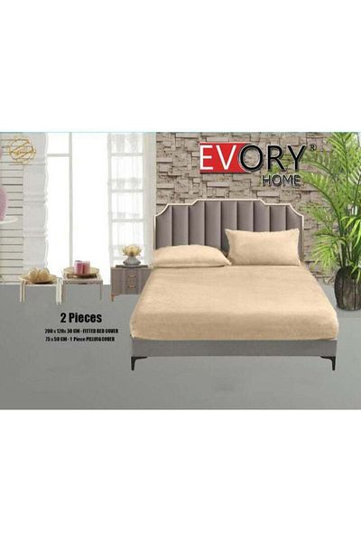 Evory Home Single Bedding Velvet Single Fitted Bed Sheet With Pillow Cover Case 120x200x30cm