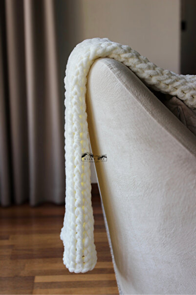 Milky Way Home Art Puffy El Örgüsü Battaniye Tv Battaniyesi Peluş Battaniye K.Beyaz