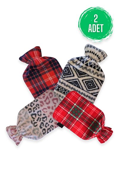 Fresh Moon Hot Water Bag 2Pcs with Fabric Cover Abdominal Chest Neck Heating Pad Compress Fleece Warmer Health Care