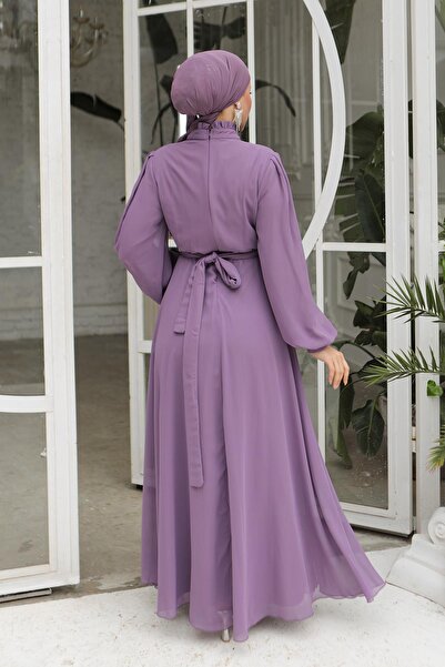 hakimoda Tesettür Asel Şifon Abiye Lila