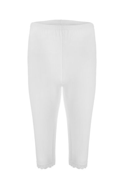 Velvet بنطال كابري برمودا كابري قطن دانتيل أبيض للنساء 422