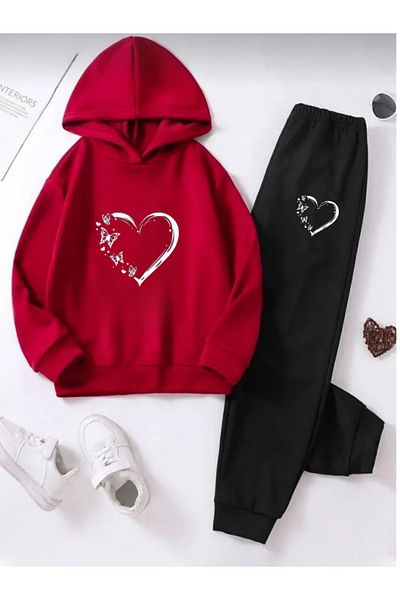 SILATU Red Heart Printed Children's Tracksuit
