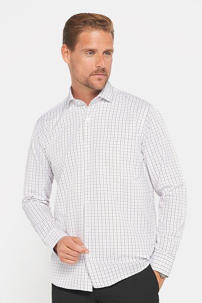 Tudors Ανδρικό πουκάμισο Classic Fit με μακρυμάνικο λεπτό ριγέ βαμβακερό γιακά