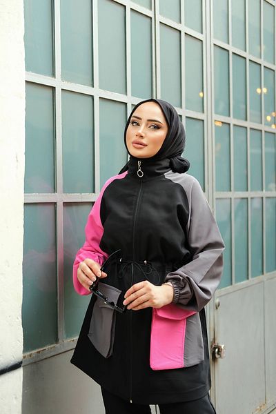MİMİ Luxury Wear Women's Hijab Tunic and Trousers Crepe Set - Double