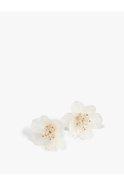 Koton Earring Flower Shaped Stone Detailed