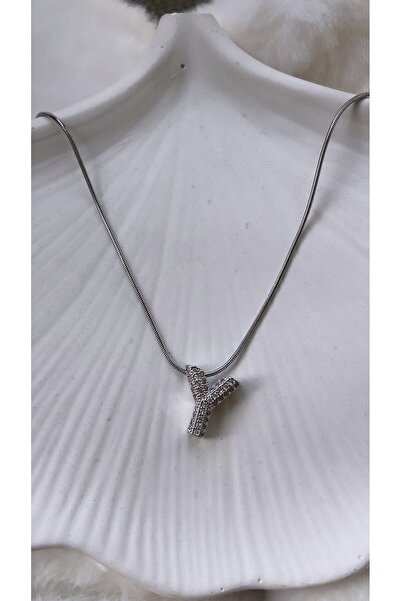 RGAccessories Taş Detaylı Çelik Harfli Kolye