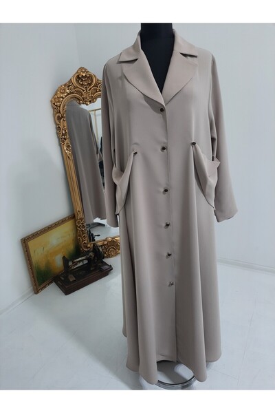 GigiTex Бежевий креп Мевлана Фереце - Спеціальний дизайн, на ґудзиках